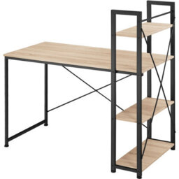 Tectake Desk Hershey - Integrated Shelf With 3 Compartments 61 Cm - Industrial Wood Light, Oak Sonoma - thumbnail 3