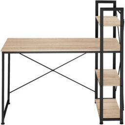 Tectake Desk Hershey - Integrated Shelf With 3 Compartments 61 Cm - Industrial Wood Light, Oak Sonoma - thumbnail 2
