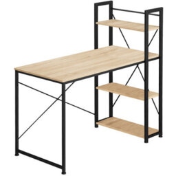 Tectake Desk Hershey - Integrated Shelf With 3 Compartments 61 Cm - Industrial Wood Light, Oak Sonoma - thumbnail 1