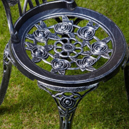 Home Source Rose Detail Outdoor Garden Bistro Patio Table And Chair Set Grey - thumbnail 6