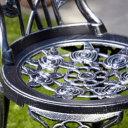 Home Source Rose Detail Outdoor Garden Bistro Patio Table And Chair Set Grey - thumbnail 4