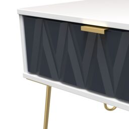 Diamond Ready Assembled Matt Indigo & White 1 Drawer Small Side Table (H)410mm (W)575mm (D)395mm - thumbnail 3