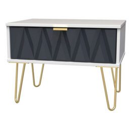 Diamond Ready Assembled Matt Indigo & White 1 Drawer Small Side Table (H)410mm (W)575mm (D)395mm