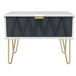Diamond Ready Assembled Matt Indigo & White 1 Drawer Small Side Table (H)410mm (W)575mm (D)395mm - thumbnail 2