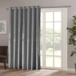 Moonlight Bedding Velvet Ring Top Curtains-Fully Lined Blackout Single Panel,thermal Sliding Glass Door Curtain (Grey, 66X84 Inch) - thumbnail 8