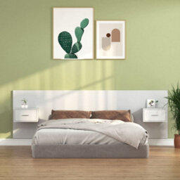 Vidaxl Bed Headboard With Cabinets White Engineered Wood Bed Headboards With Cabinets - thumbnail 1