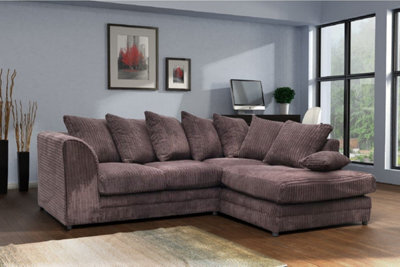 Chicago Jumbo Cord Right Hand Facing Corner Sofa Chocolate - image 1