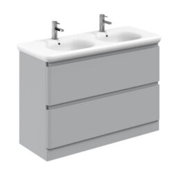 Plum&clay Marvel Gloss Light Grey Floor Standing Bathroom Vanity Unit With Round Resin Basin (W)1200mm