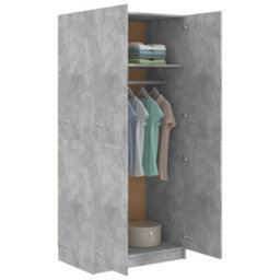 Berkfield Wardrobe Concrete Grey 80X52X180 Cm Engineered Wood - thumbnail 4