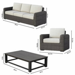 Xample Foremost Salina 4 Piece Wicker Patio Seating Set 5 Seater Sofa Chairs Table Sunbrella Cushions Outdoor Furniture Cover - thumbnail 2