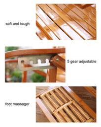 Breeins Outdoor & Garden Sunloungers Foldable Adjustable Balcony Wooden Bamboo Rocking Lounge Chair With Retractable Footrest - thumbnail 8