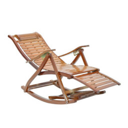 Breeins Outdoor & Garden Sunloungers Foldable Adjustable Balcony Wooden Bamboo Rocking Lounge Chair With Retractable Footrest - thumbnail 3