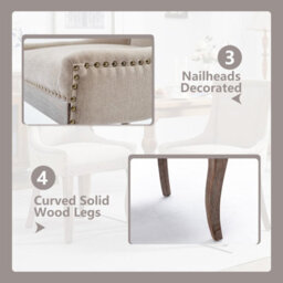 HomeTouch Set Of 6 Luxe Upholstered Dining Chairs, Plush Comfort Kitchen Chairs With Vintage Nailhead Trim & Oak Wood Legs Beige - thumbnail 7