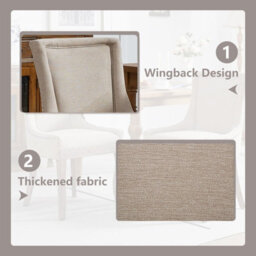 HomeTouch Set Of 6 Luxe Upholstered Dining Chairs, Plush Comfort Kitchen Chairs With Vintage Nailhead Trim & Oak Wood Legs Beige - thumbnail 6
