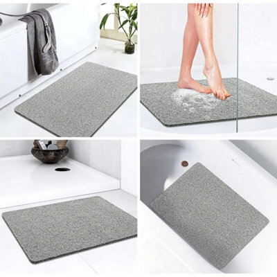 Light Grey Non-Slip Anti-Mould Pvc Loofah Shower Mat - image 1