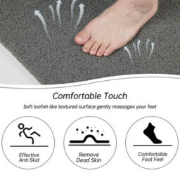 Light Grey Non-Slip Anti-Mould Pvc Loofah Shower Mat - thumbnail 3