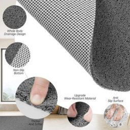 Light Grey Non-Slip Anti-Mould Pvc Loofah Shower Mat - thumbnail 4