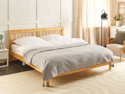Beliani Bedspread Lindula Cotton 150 X 200 Cm Taupe - thumbnail 2