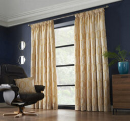 Luxury Living Omaha Pencil Pleat Taped Top Curtains Ochre