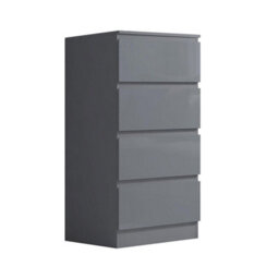 FWSTYLE 4 Drawer Chest Of Drawers High Gloss Grey Bedroom Furniture - thumbnail 6