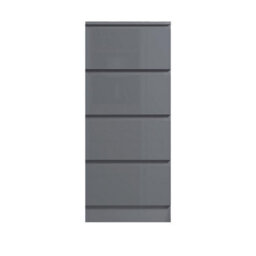 FWSTYLE 4 Drawer Chest Of Drawers High Gloss Grey Bedroom Furniture - thumbnail 7