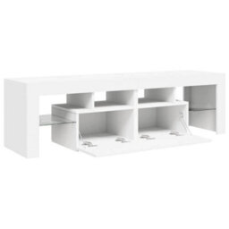 Berkfield Modern Tv Cabinet With Led Lights White 140X36.5X40 Cm - thumbnail 9