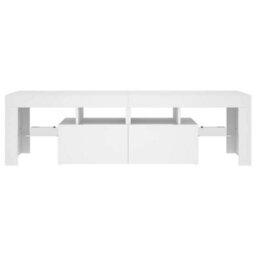 Berkfield Modern Tv Cabinet With Led Lights White 140X36.5X40 Cm - thumbnail 8