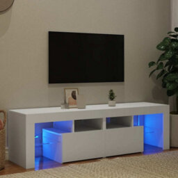 Berkfield Modern Tv Cabinet With Led Lights White 140X36.5X40 Cm - thumbnail 2