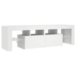 Berkfield Modern Tv Cabinet With Led Lights White 140X36.5X40 Cm - thumbnail 7
