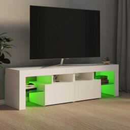 Berkfield Modern Tv Cabinet With Led Lights White 140X36.5X40 Cm - thumbnail 4