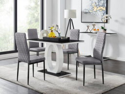 Furniturebox Uk Giovani 4 Black Dining Table & 4 Grey Velvet Milan Black Leg Chairs - thumbnail 1