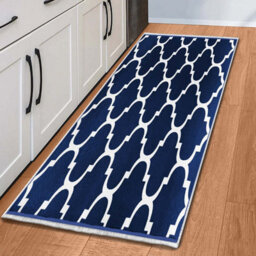 Ameha Ava Navy Moroccan Printed Rug 60X220Cm, Non Slip Hypoallergenic Indoor Outdoor Kitchen, Floor & Door Mat - thumbnail 4