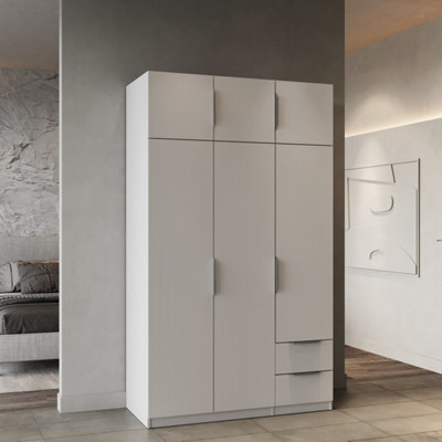FurniComp LTD Furnicomp Chicago 6 Door 2 Drawer 120Cm Matt White Space Saving Wardrobe - image 1