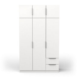 FurniComp LTD Furnicomp Chicago 6 Door 2 Drawer 120Cm Matt White Space Saving Wardrobe - thumbnail 2