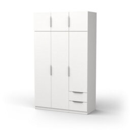 FurniComp LTD Furnicomp Chicago 6 Door 2 Drawer 120Cm Matt White Space Saving Wardrobe - thumbnail 3