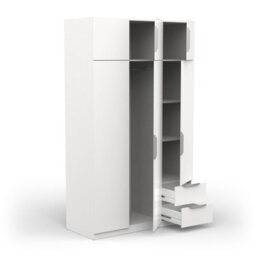 FurniComp LTD Furnicomp Chicago 6 Door 2 Drawer 120Cm Matt White Space Saving Wardrobe - thumbnail 6