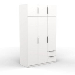 FurniComp LTD Furnicomp Chicago 6 Door 2 Drawer 120Cm Matt White Space Saving Wardrobe - thumbnail 4