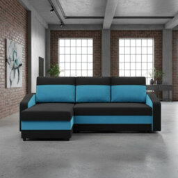Orion A Corner Sofa Bed With Storage Universal Site Black Light Blue
