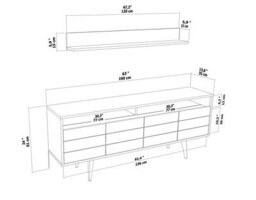 Decorotika Ola 160Cm Wide Tv Stand Media Console With Wall Shelf For Tvs Up To 72 Inch Black And Black Marble Effect - thumbnail 6