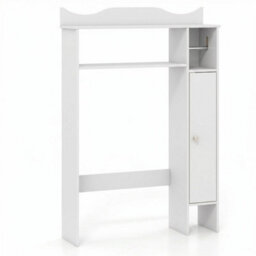 White Over The Toilet Storage Cabinet With Toilet Paper Holder Bathroom Space Saver - thumbnail 1
