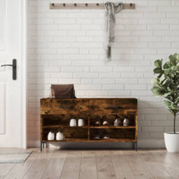 Berkfield Industrial Shoe Bench Smoked Oak 102X35X55 Cm Engineered Wood - thumbnail 2