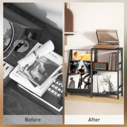 Homcom Record Player Stand, 3-Tier Side Table With Vinyl Record Storage - thumbnail 5