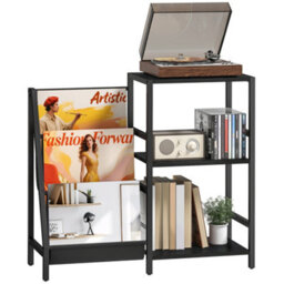 Homcom Record Player Stand, 3-Tier Side Table With Vinyl Record Storage - thumbnail 2