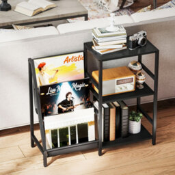 Homcom Record Player Stand, 3-Tier Side Table With Vinyl Record Storage - thumbnail 8