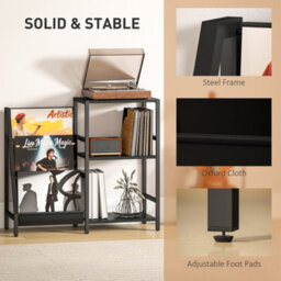 Homcom Record Player Stand, 3-Tier Side Table With Vinyl Record Storage - thumbnail 6