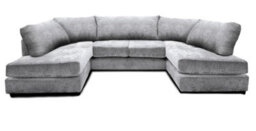Cambridge Full Back 6 Seater U Shaped Corner Chenille Fabric Sofa Silver