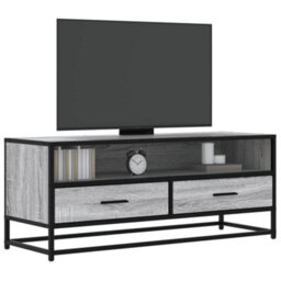 Berkfield Tv Cabinet Grey Sonoma 100X34.5X40 Cm Engineered Wood And Metal