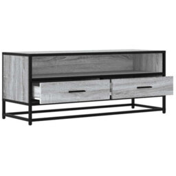 Berkfield Tv Cabinet Grey Sonoma 100X34.5X40 Cm Engineered Wood And Metal - thumbnail 7