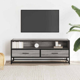Berkfield Tv Cabinet Grey Sonoma 100X34.5X40 Cm Engineered Wood And Metal - thumbnail 3