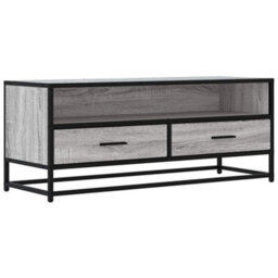 Berkfield Tv Cabinet Grey Sonoma 100X34.5X40 Cm Engineered Wood And Metal - thumbnail 2